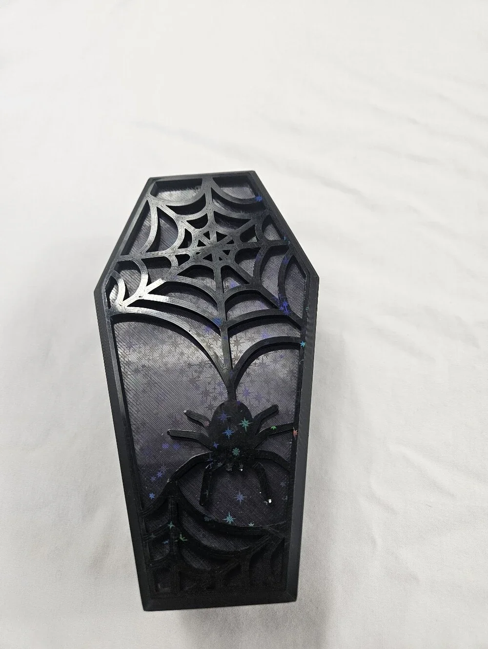 Black Spider &  Web Coffin Decorative Box